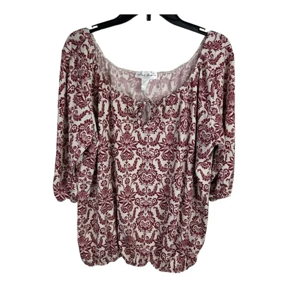 Star Vixen Women's Short Sleeve V-Neck Top - Soft Silky Knit, Button Detail, Wrinkle Resistant